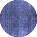 Round Oriental Blue Industrial Rug, urb1026blu