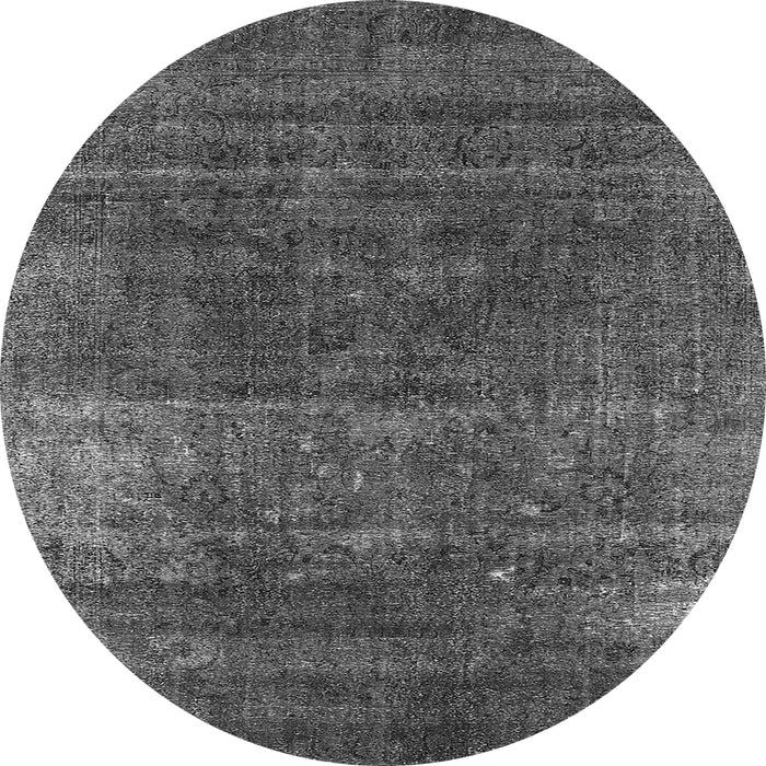 Round Machine Washable Oriental Gray Industrial Rug, wshurb1026gry