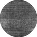 Round Machine Washable Oriental Gray Industrial Rug, wshurb1026gry