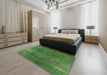 Mid-Century Modern Apple Green Oriental Rug in a Bedroom, urb1026