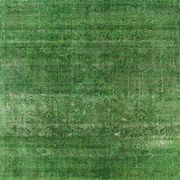 Square Mid-Century Modern Apple Green Oriental Rug, urb1026