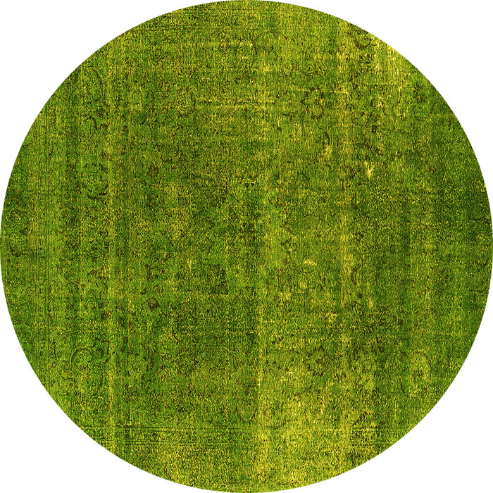 Round Oriental Yellow Industrial Rug, urb1026yw
