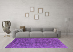 Machine Washable Oriental Purple Industrial Area Rugs in a Living Room, wshurb1027pur