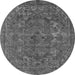 Round Machine Washable Oriental Gray Industrial Rug, wshurb1027gry