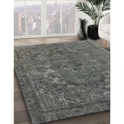 Mid-Century Modern Gray Oriental Rug in Family Room, urb1027
