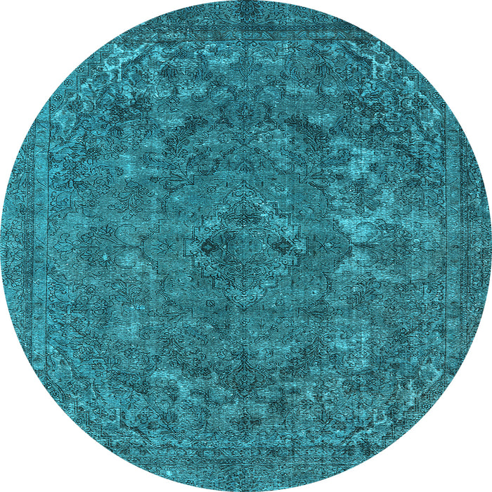 Round Oriental Light Blue Industrial Rug, urb1027lblu