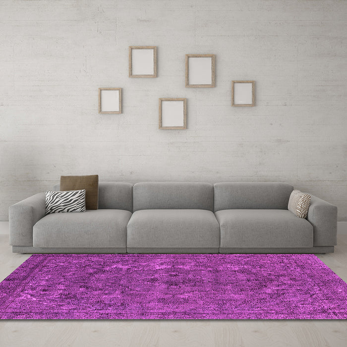 Machine Washable Oriental Pink Industrial Rug in a Living Room, wshurb1027pnk