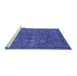 Sideview of Machine Washable Oriental Blue Industrial Rug, wshurb1027blu