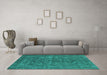 Machine Washable Oriental Turquoise Industrial Area Rugs in a Living Room,, wshurb1027turq