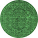 Round Oriental Emerald Green Industrial Rug, urb1027emgrn