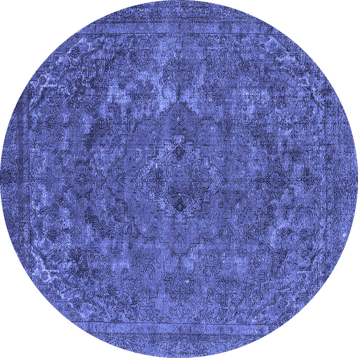 Round Oriental Blue Industrial Rug, urb1027blu