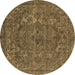 Round Oriental Brown Industrial Rug, urb1027brn