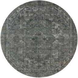 Round Machine Washable Industrial Modern Gray Rug, wshurb1027