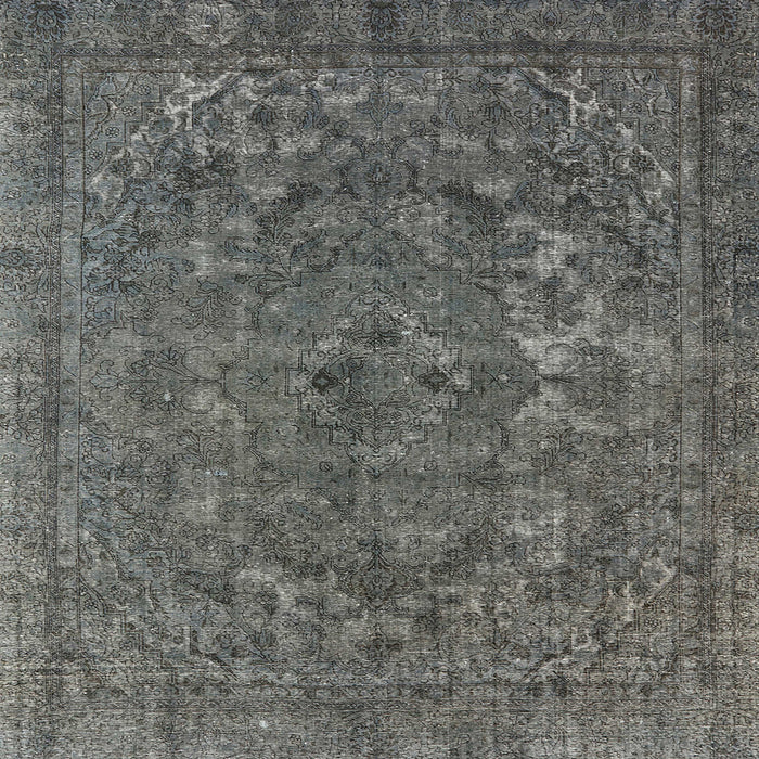 Square Mid-Century Modern Gray Oriental Rug, urb1027