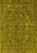 Machine Washable Oriental Yellow Industrial Rug, wshurb1027yw