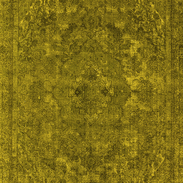 Machine Washable Oriental Yellow Industrial Rug, wshurb1027yw