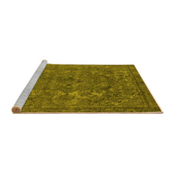 Sideview of Machine Washable Oriental Yellow Industrial Rug, wshurb1027yw