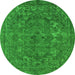 Round Oriental Green Industrial Rug, urb1027grn