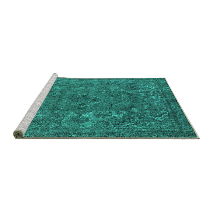 Sideview of Machine Washable Oriental Turquoise Industrial Area Rugs, wshurb1027turq