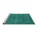 Sideview of Machine Washable Oriental Turquoise Industrial Area Rugs, wshurb1027turq
