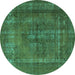 Round Oriental Turquoise Industrial Rug, urb1028turq