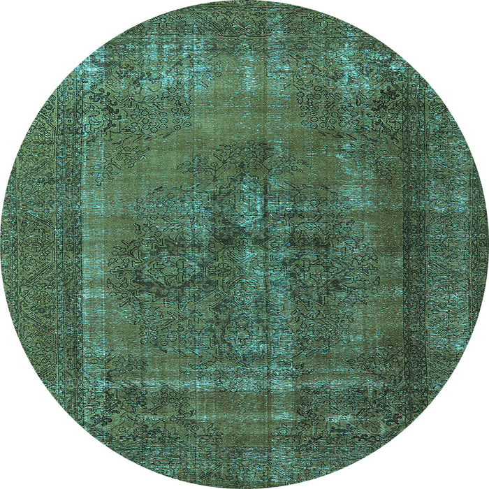 Round Machine Washable Oriental Light Blue Industrial Rug, wshurb1028lblu