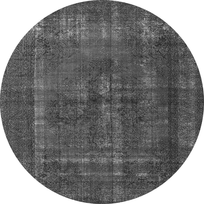 Round Oriental Gray Industrial Rug, urb1028gry