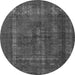 Round Oriental Gray Industrial Rug, urb1028gry