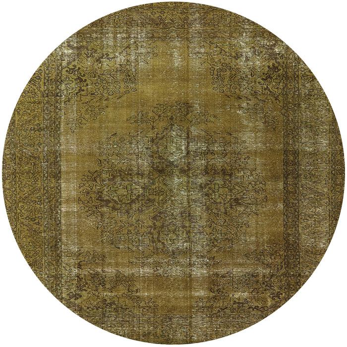 Round Mid-Century Modern Reddish Brown Oriental Rug, urb1028