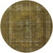 Round Mid-Century Modern Reddish Brown Oriental Rug, urb1028