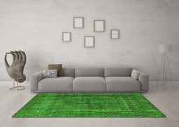Machine Washable Oriental Green Industrial Area Rugs in a Living Room,, wshurb1028grn