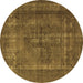 Round Oriental Brown Industrial Rug, urb1028brn