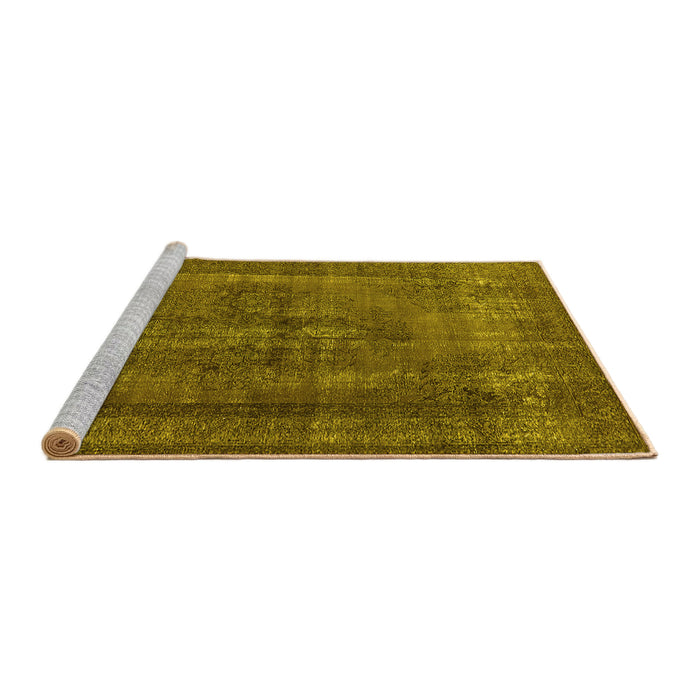 Sideview of Machine Washable Oriental Yellow Industrial Rug, wshurb1028yw