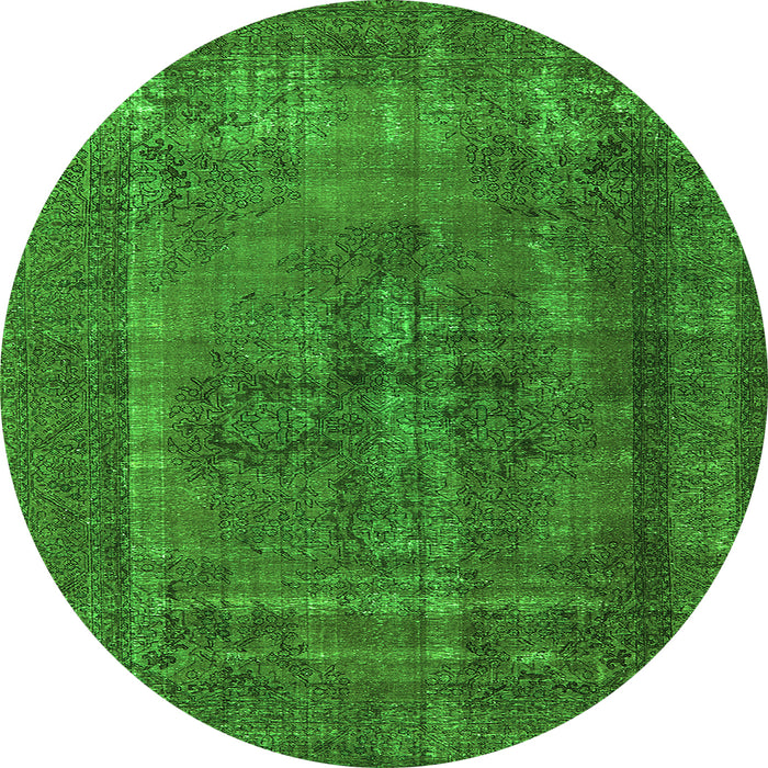 Round Oriental Green Industrial Rug, urb1028grn