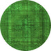 Round Oriental Green Industrial Rug, urb1028grn
