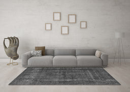Machine Washable Oriental Gray Industrial Rug in a Living Room,, wshurb1028gry