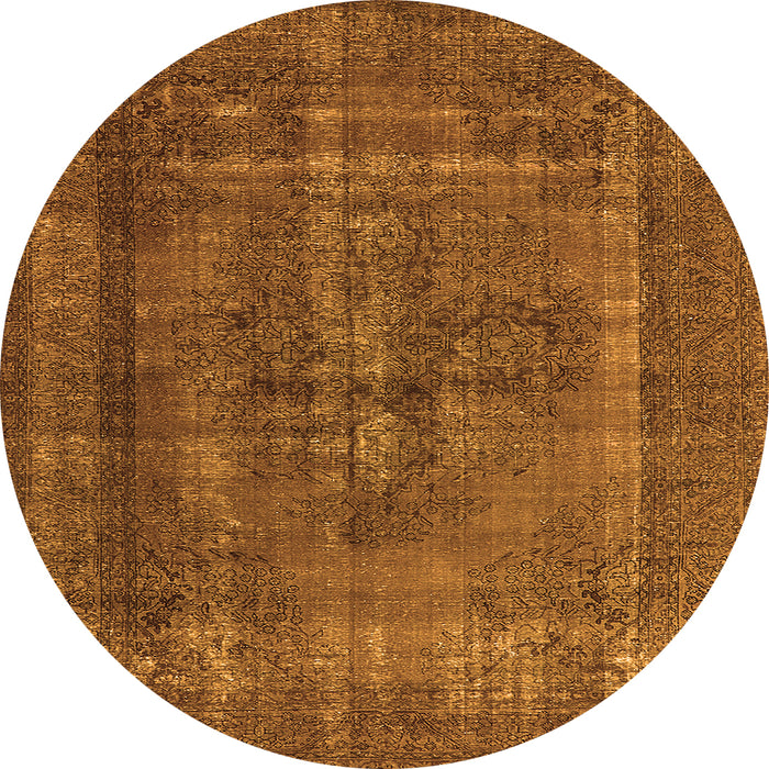 Round Machine Washable Oriental Orange Industrial Area Rugs, wshurb1028org