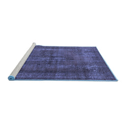 Sideview of Machine Washable Oriental Blue Industrial Rug, wshurb1028blu