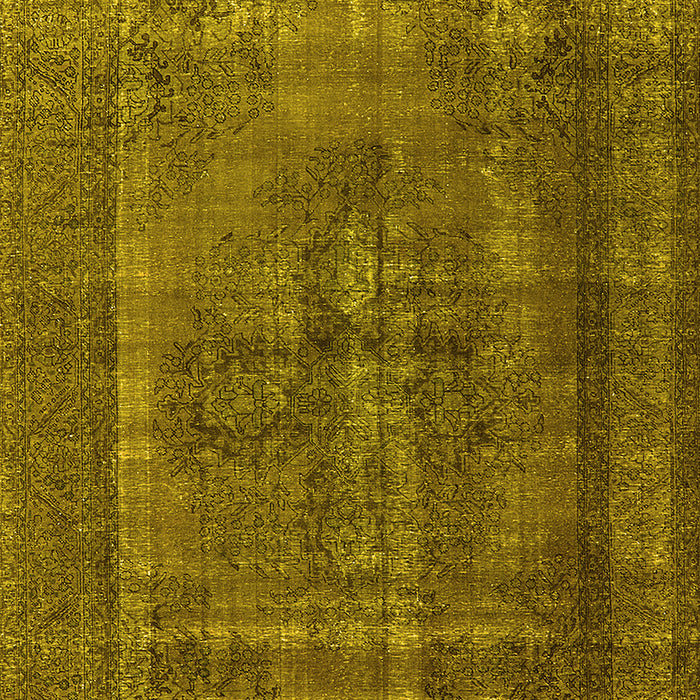 Machine Washable Oriental Yellow Industrial Rug, wshurb1028yw