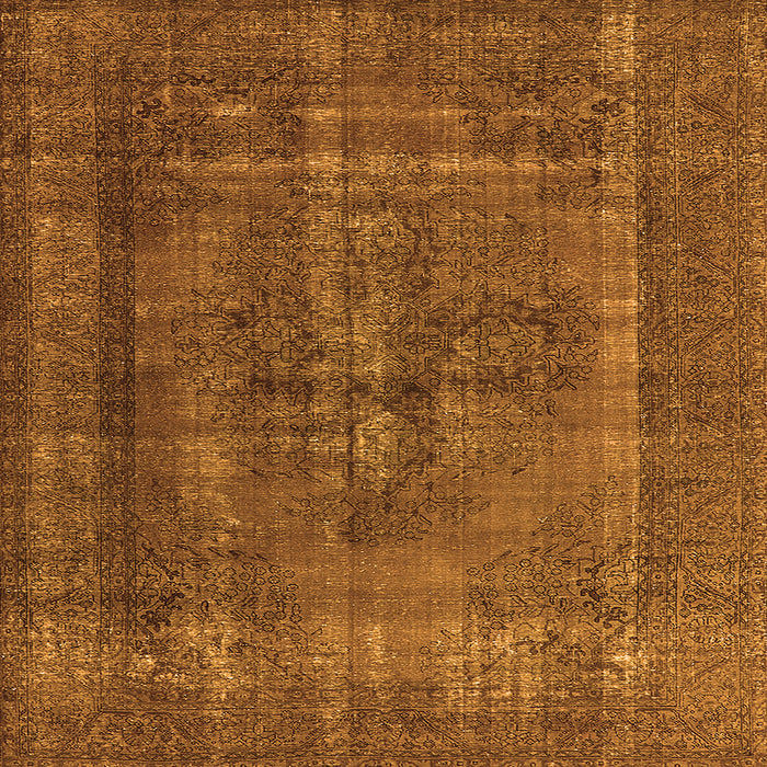 Square Machine Washable Oriental Orange Industrial Area Rugs, wshurb1028org