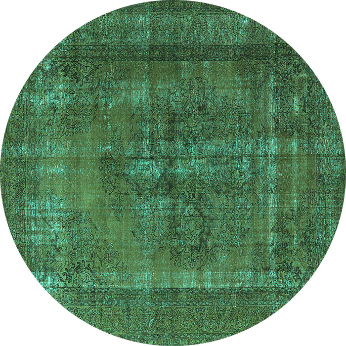 Round Machine Washable Oriental Turquoise Industrial Area Rugs, wshurb1028turq