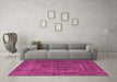 Machine Washable Oriental Pink Industrial Rug in a Living Room, wshurb1028pnk