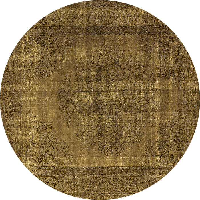 Round Machine Washable Oriental Brown Industrial Rug, wshurb1028brn
