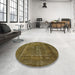 Round Machine Washable Industrial Modern Sepia Brown Rug in a Office, wshurb1028