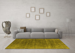 Machine Washable Oriental Yellow Industrial Rug in a Living Room, wshurb1029yw