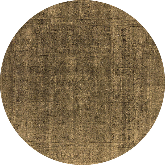 Round Oriental Brown Industrial Rug, urb1029brn