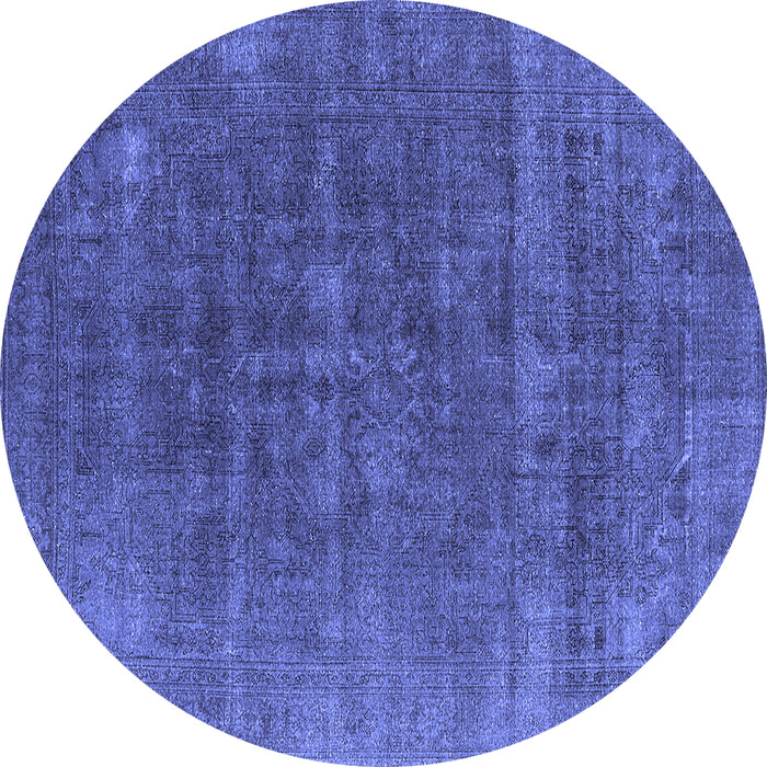 Round Oriental Blue Industrial Rug, urb1029blu