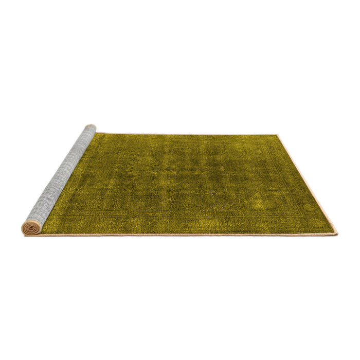 Sideview of Machine Washable Oriental Yellow Industrial Rug, wshurb1029yw
