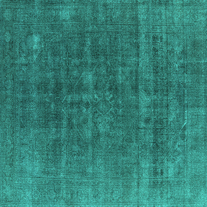Square Oriental Turquoise Industrial Rug, urb1029turq