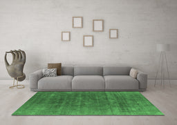 Machine Washable Oriental Emerald Green Industrial Area Rugs in a Living Room,, wshurb1029emgrn